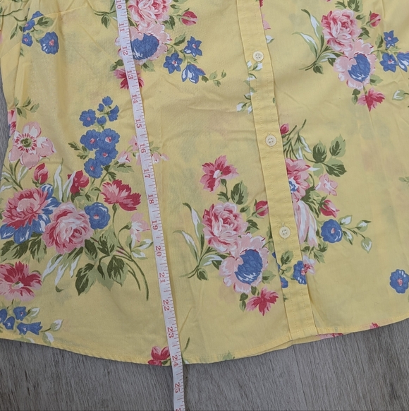 Crazy Horse-Liz Claiborne 100% Cotton Yellow Floral Spring Women's Shirt Size 16 - Picture 11 of 11